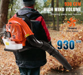 Backpack Leaf Blower 79CC 2-Cycle Gas Leaf Blower 930CFM Air Volume 184MPH